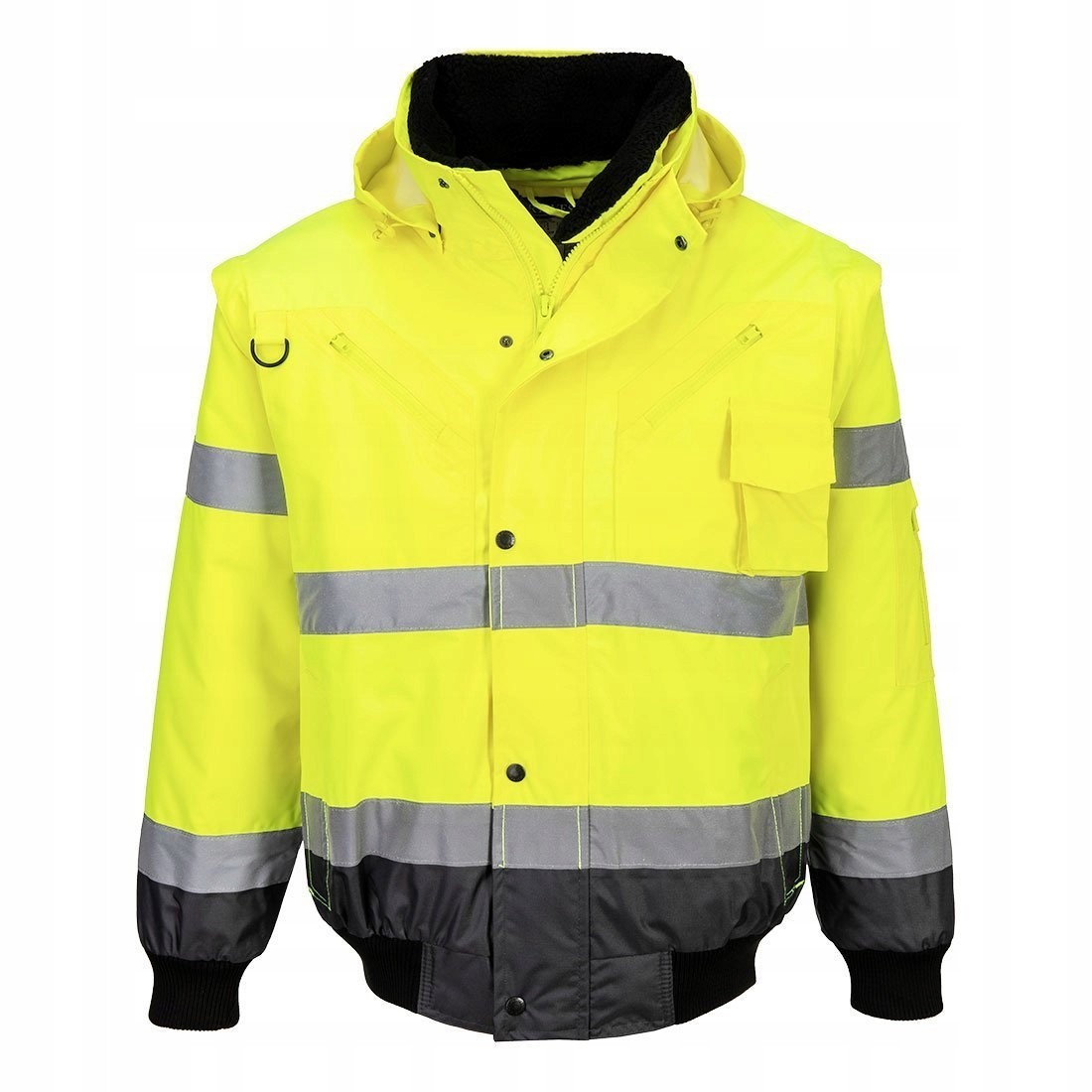 Kontrastní výstražná bunda Bomber 3v1 Žlutá/Šedá vel. XXL