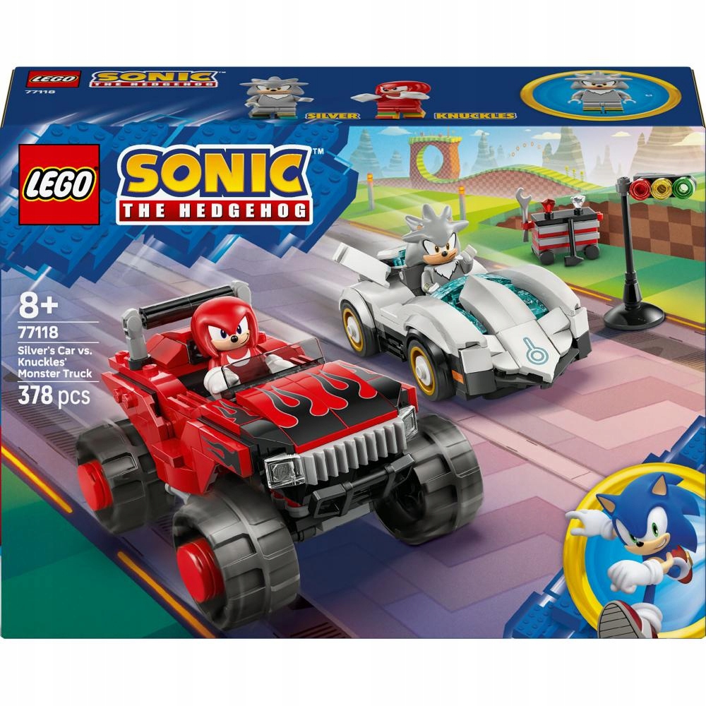 Lego Sonic Silver v autě versus Knuckles v monster trucku 77118