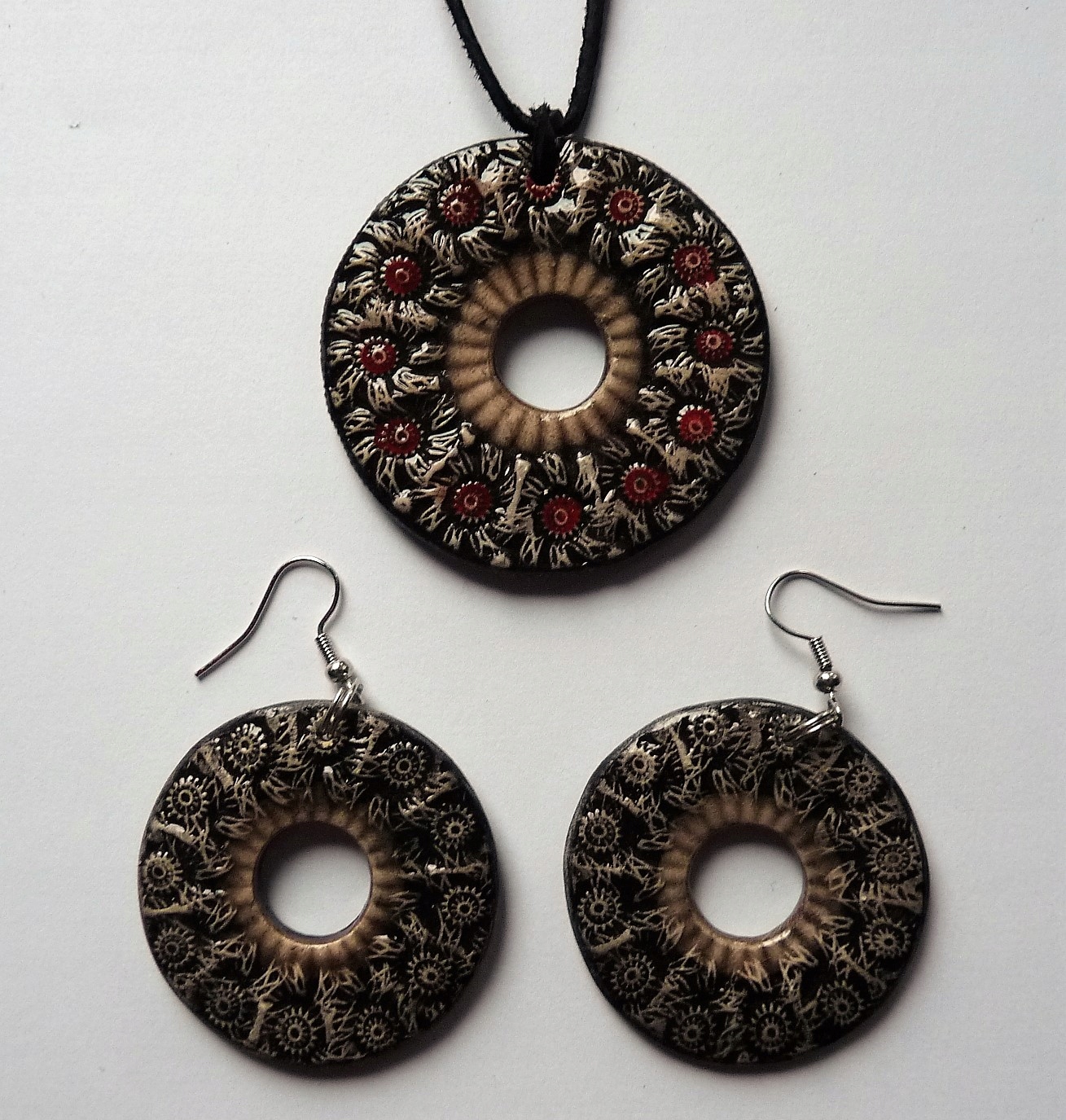 Set Visor náušnice keramika Mandala dárek