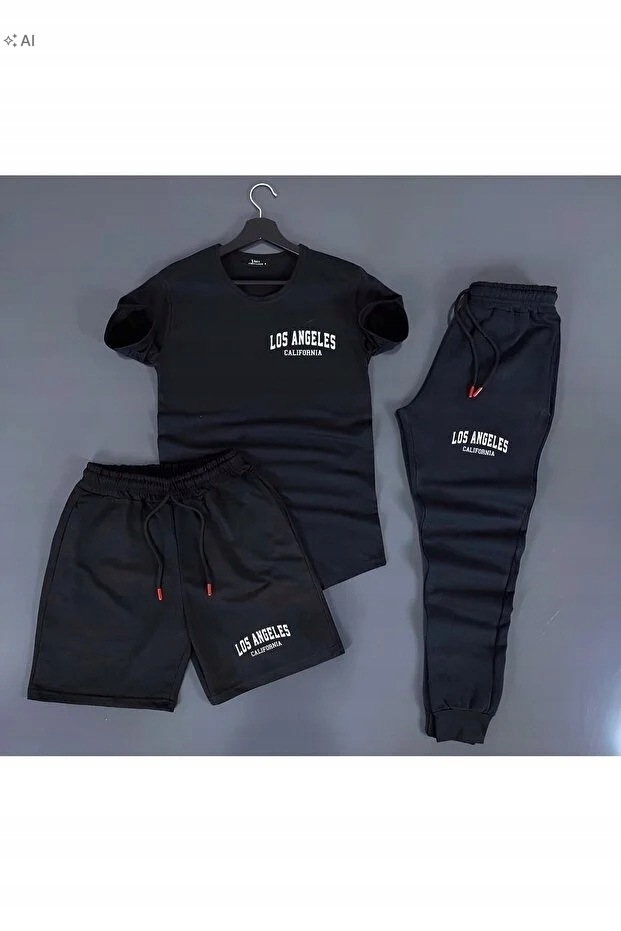 Černý Pánský Komplet Los Angeles Ze Sportovní Bavlny XXL 5IA