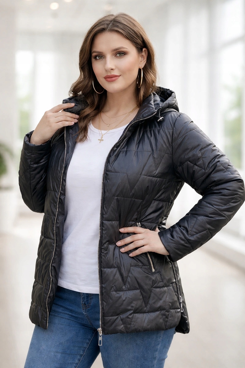 Prošívaná Bunda B8576 Černá 54