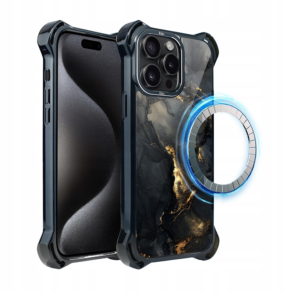 Pouzdro pro iPhone 15 Pro Max Ibizu DropGuard Ultra s MagSafe, černý diamant