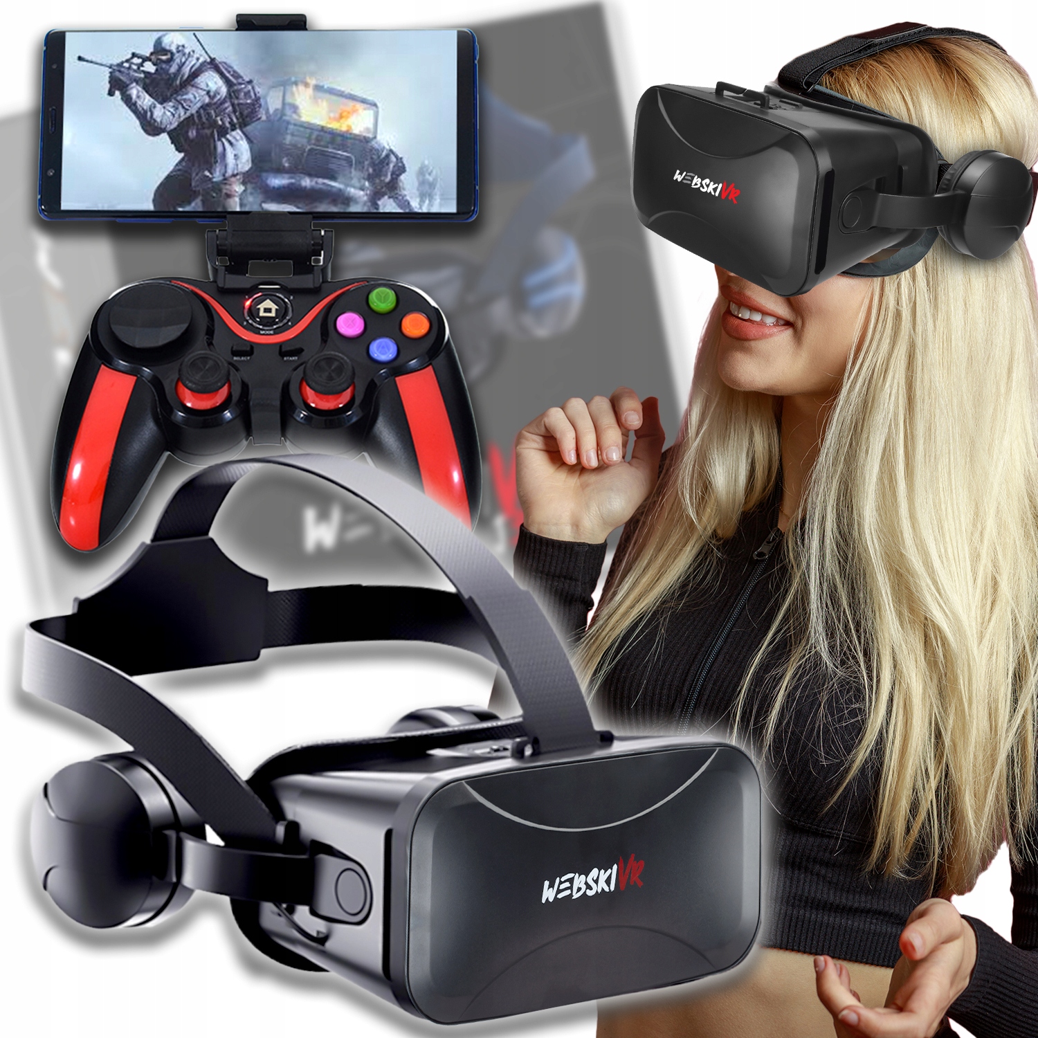 Virtuální Brýle, Sluchátka 360 3D Pro Hraní Filmů, Telefon, Smartphone Gamepad