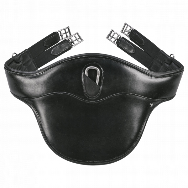 Skórzany popręg z fartuchem Lucca Busse czarny 120cm