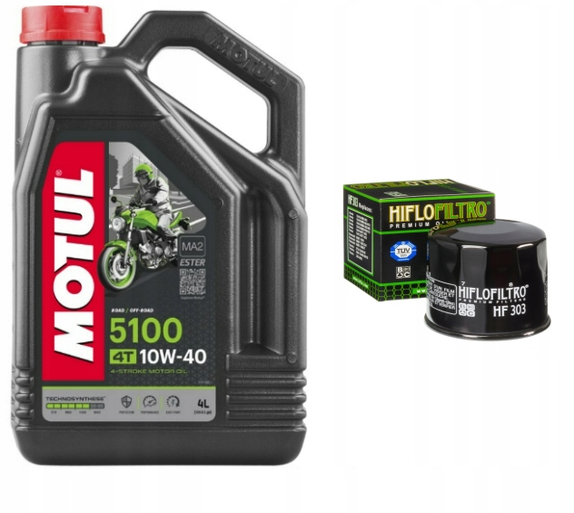 Olej Motul 5100 4L 10W40 filtr oleju Hiflofiltro HF303