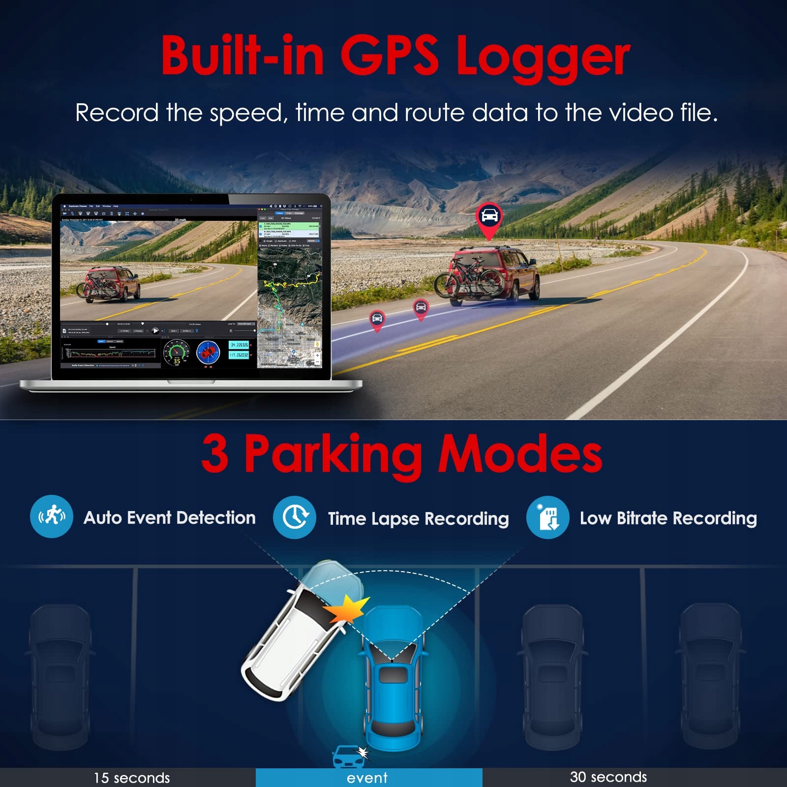 VIOFO A119 V3 Kamera 2K 60fps GPS Parkowanie Nocna Widoczność — miniatura 4
