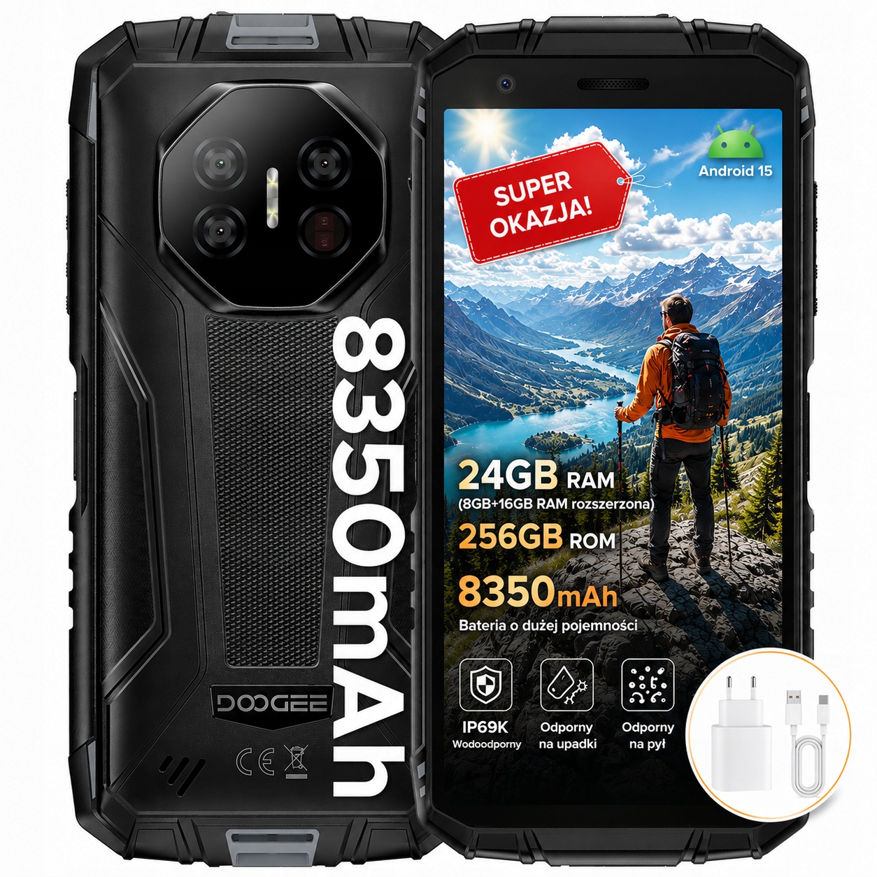 Doogee Odolný Smartfón Fire3Ultra 8350 mAh 24+256 Gb IP69K/4G/VODEODOLNÝ