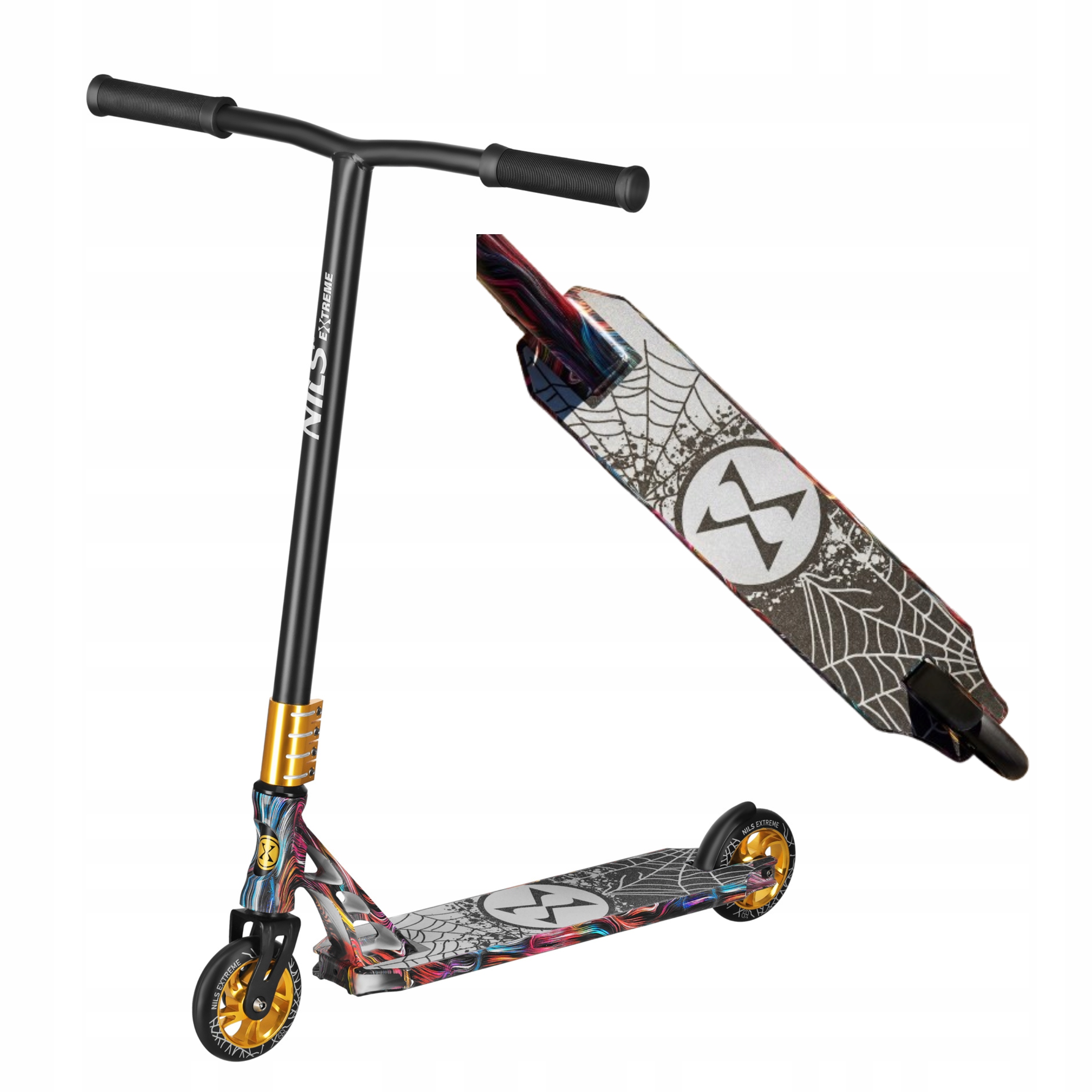 Hulajnoga wyczynowa stunt triki skatepark 110mm ABEC-9 pająk Nils Extreme