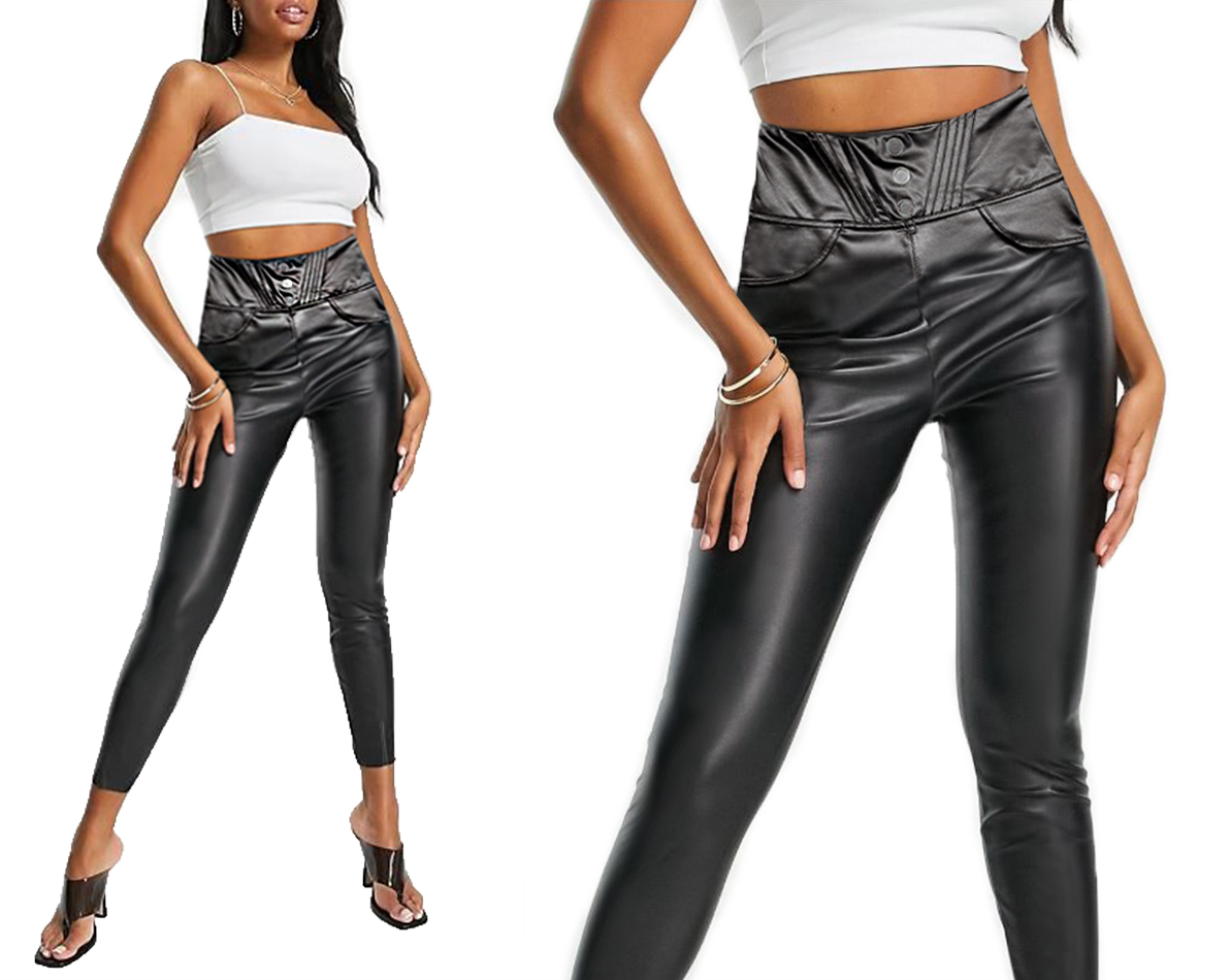 Spodnie damskie EKO SKÓRA legginsy LATEX CC85 M/L