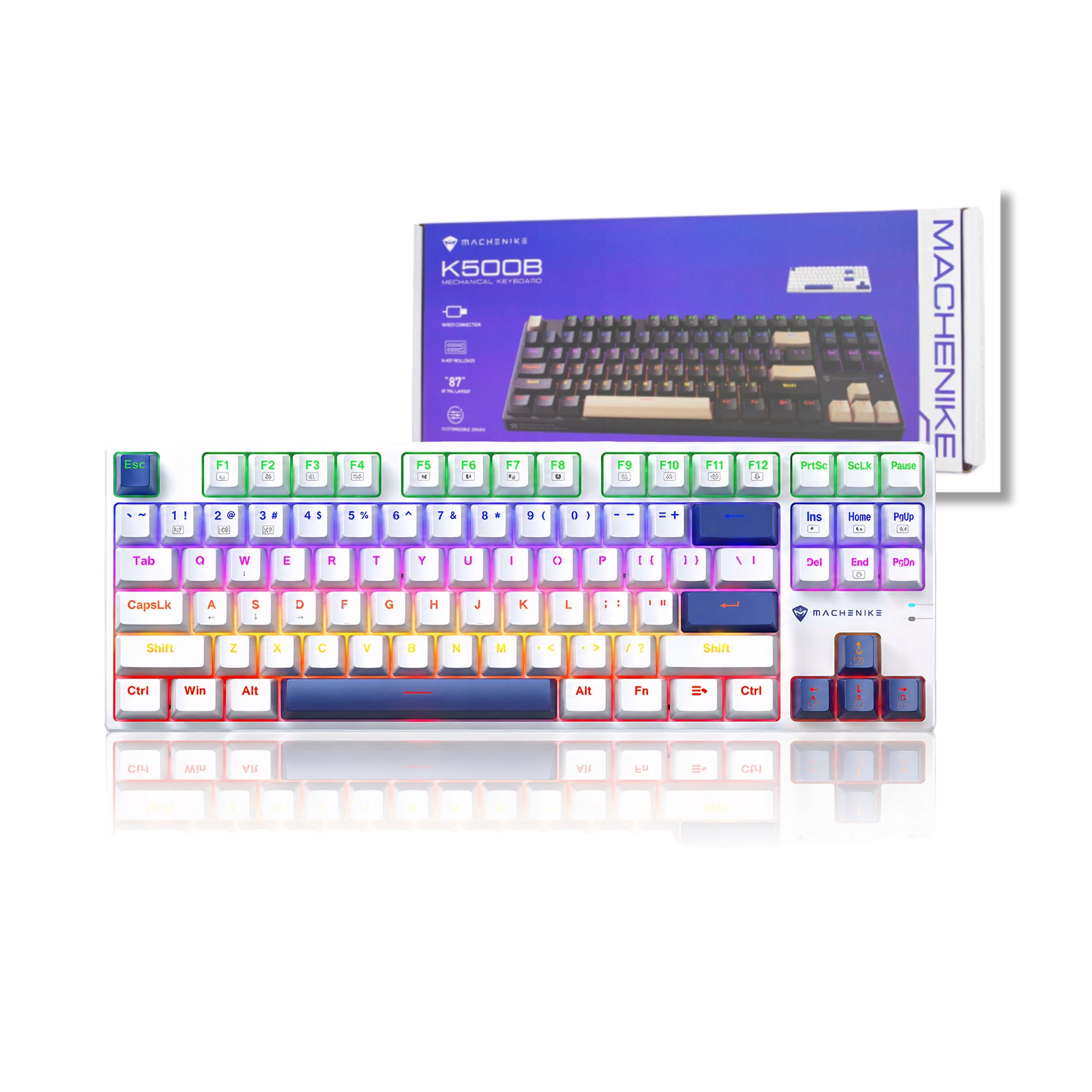 Machenike K500B-B87 Herní Led klávesnice Hot-Swap, Usb-c, bílá