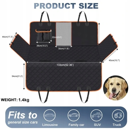 Levně Mata dla psa do samochodu z mocą 400 funtów. Powiększa miejsce o 1/3