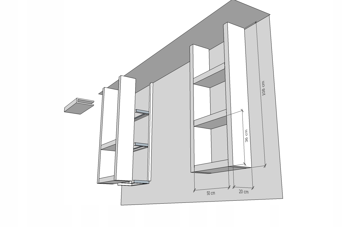ZABUDOWA Z PŁYTY GK 3 PÓŁKI do POKOJU ŁAZIENKI Liczba m² w ofercie 1 m²