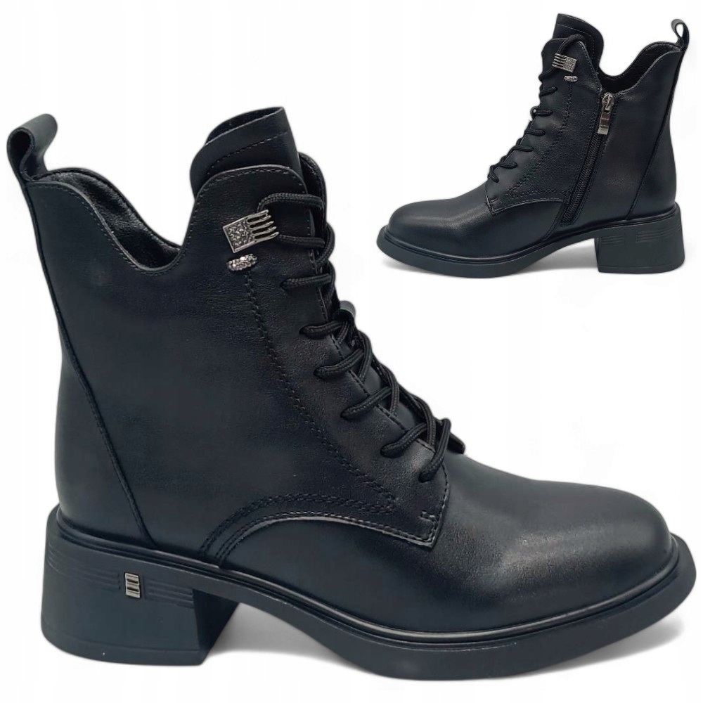 Kožené dámské kotníkové boty podzimní 36 elegantní černé polobotky lehké Barski