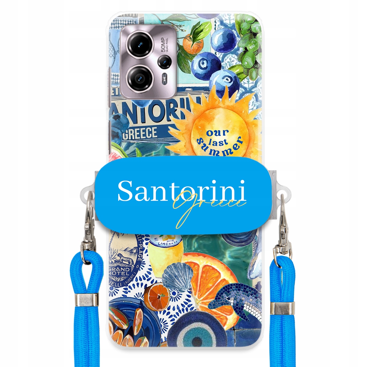 Puzdro pre Motorola G13 Modré Crossbody vodítko držiak Santorini Sea Vibes