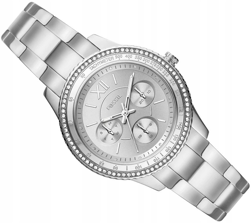 Stříbrné Dámské Hodinky Fossil ES5108 Stella S Krystaly Box 37 mm