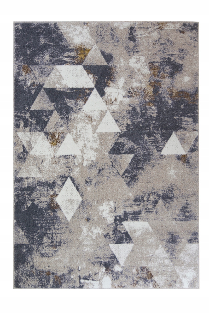 

80x150 cm Miękki Gęsty Dywan W Trójkąty Beż Złoto