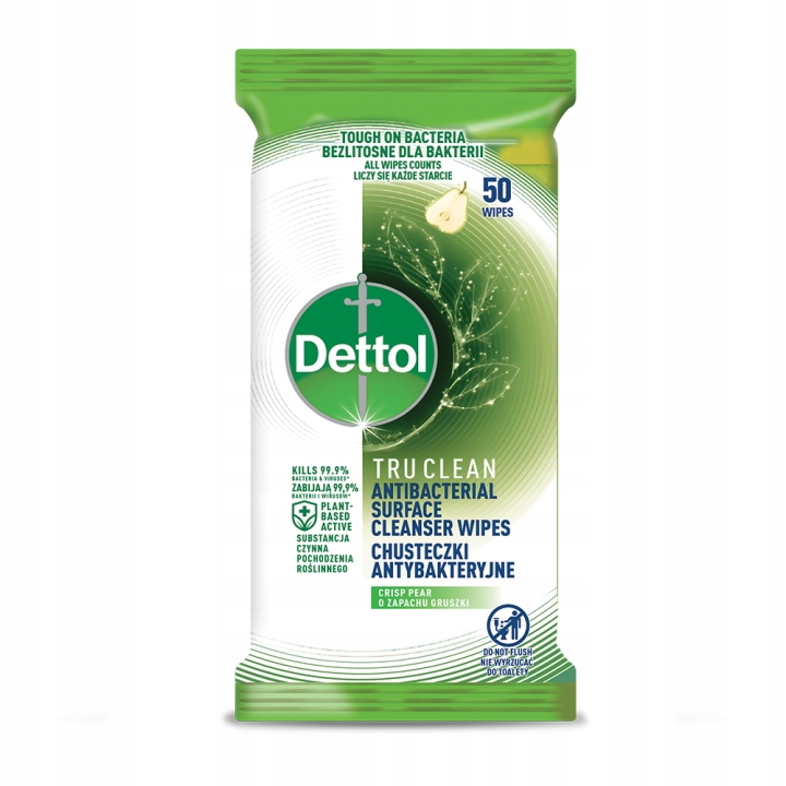 

Dettol Tru Clean Chusteczki Antybakteryjne Pear 50