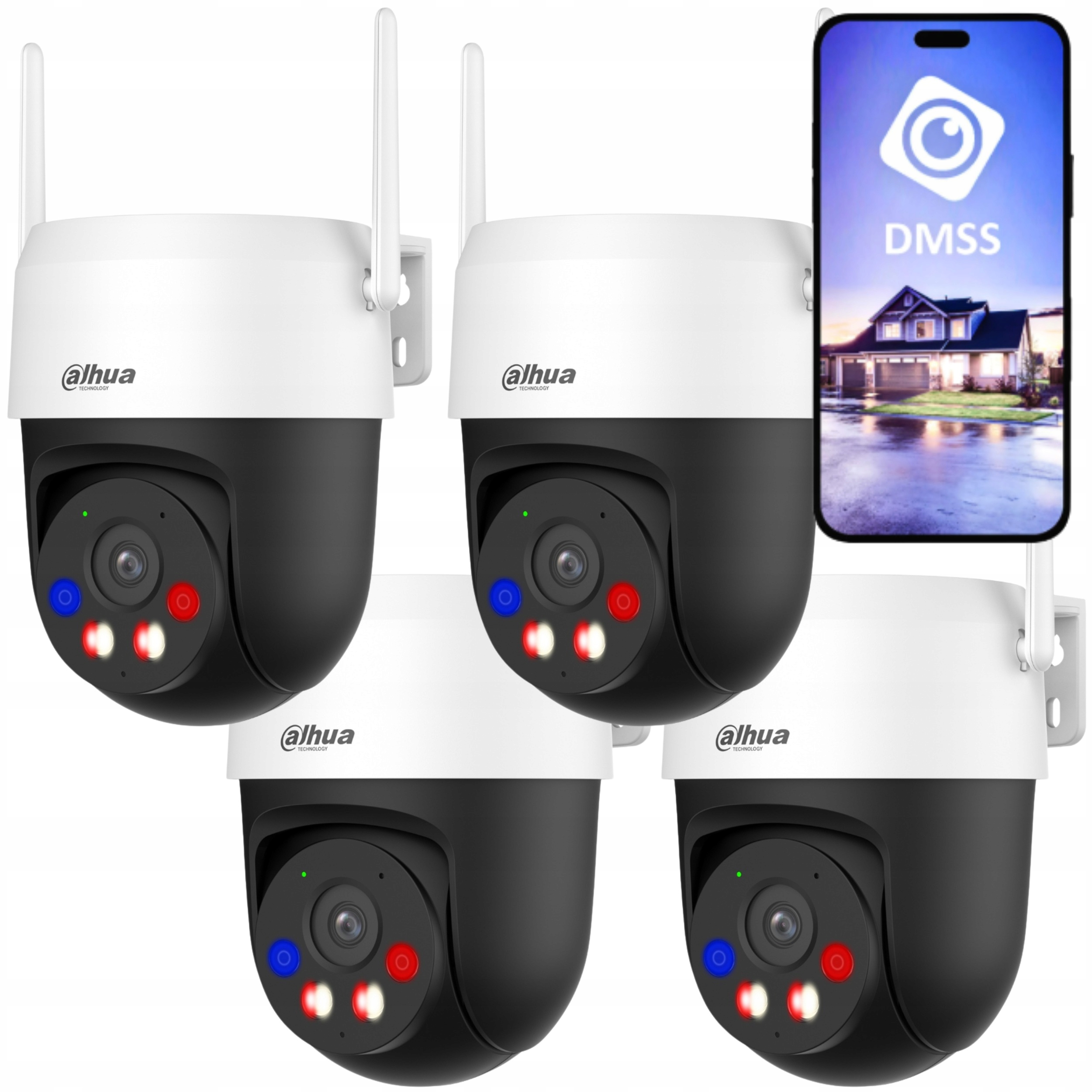 4× Kamera obrotowa IP Dahua P5AS-PV 5Mpx Wifi aktywne odstraszanie Dual LED