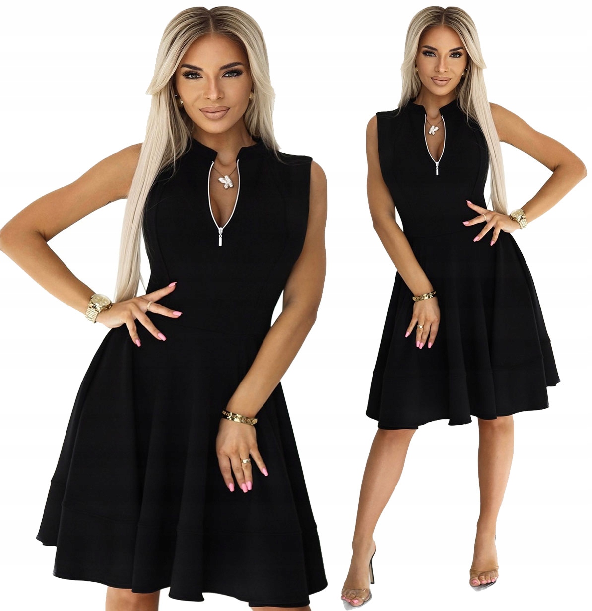 Fenoménní Rozevřené Šaty Se Zipem Ve Výstřihu, Černá S