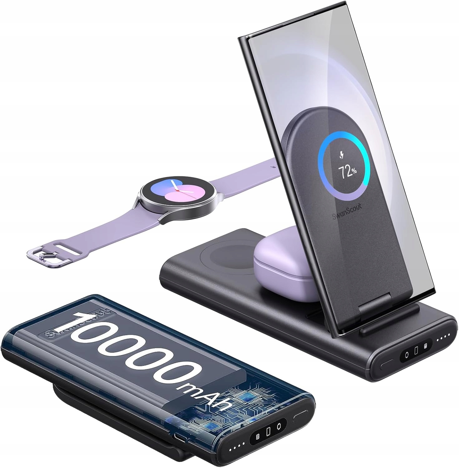 SwanScout Stacja ładująca 3 w 1 składana ładowarka