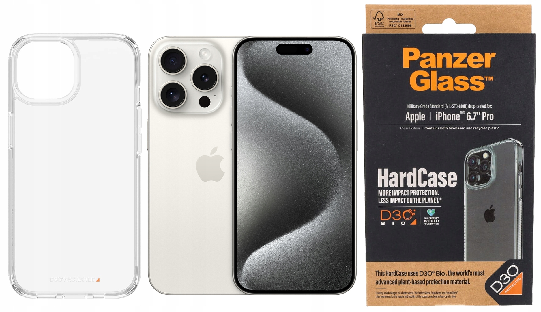 PanzerGlass Pouzdro Antibakteriální HardCase pro iPhone 15 Pro Max bezbarvé
