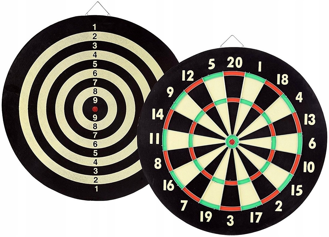 DUŻA 41cm DWUSTRONNA DREWNIANA TARCZA DART RZUTKI 1511 Typ Podstawa + dodatek