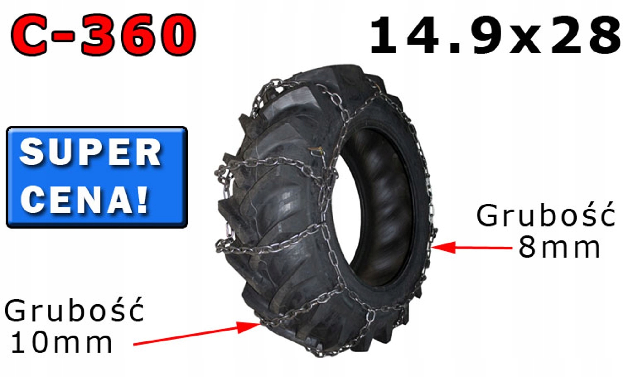 ŁAŃCUCHY ŚNIEGOWE URSUS C-360 C 360 14.9x28 2szt. Numer katalogowy części 16567