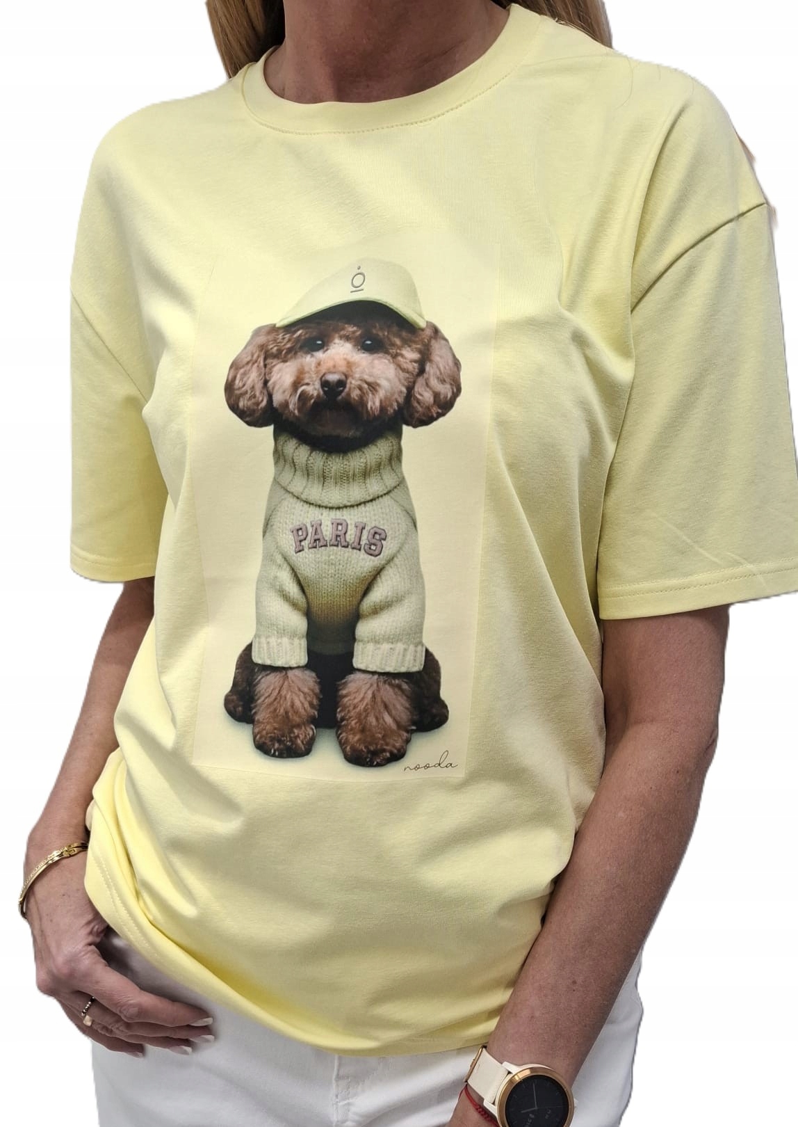 Nooda Tričko s potiskem Pudl Žlutý Mátový 34/XS