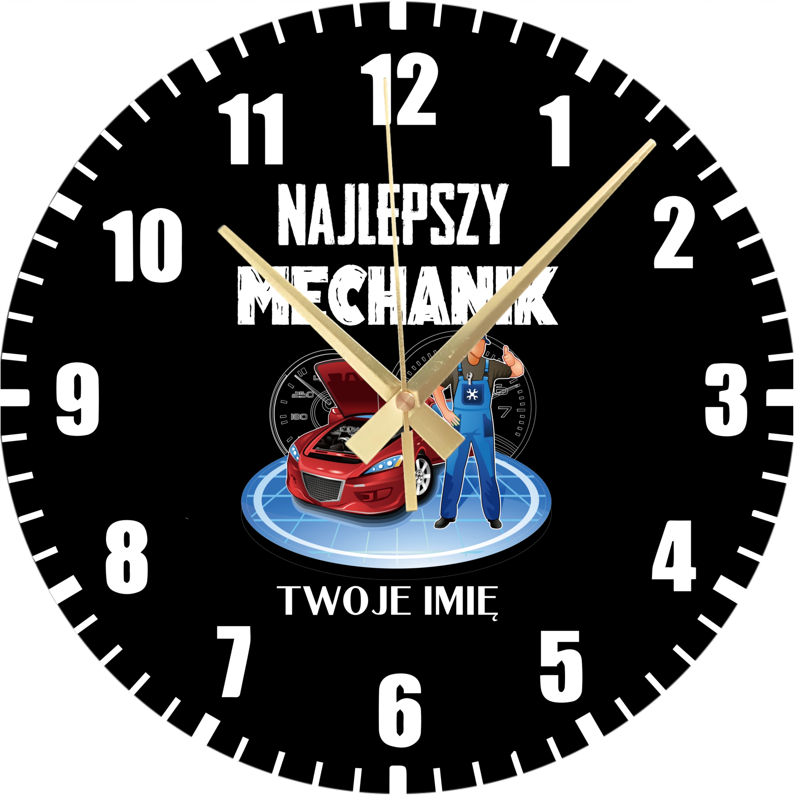 Dekorativní nástěnné hodiny Nejlepší mechanik Vaše jméno Dárek 45 cm