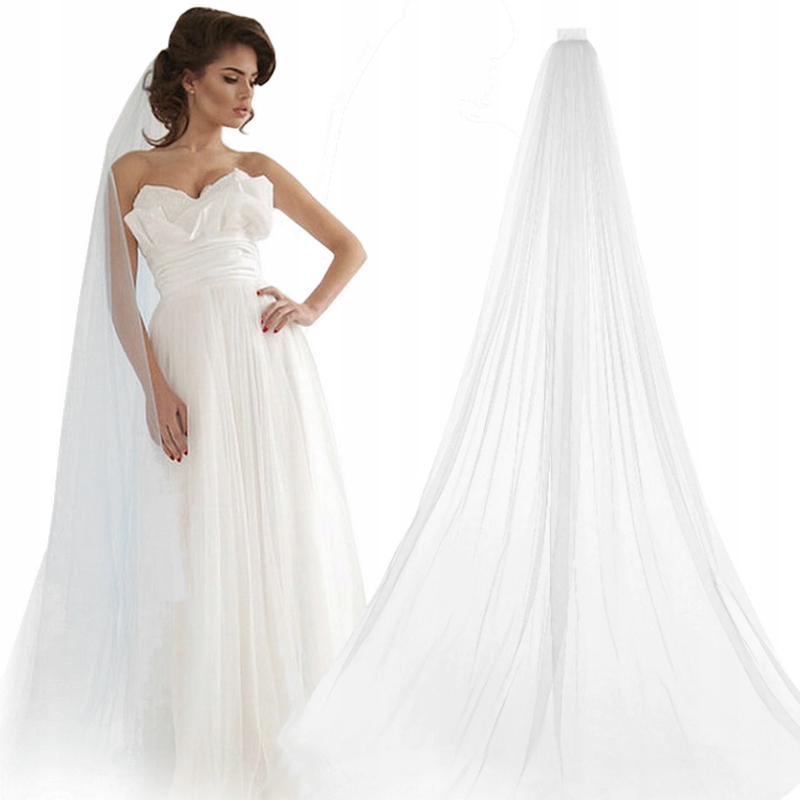 Welon Biały Ślubny Grzebyk Tiul 2 Metry Długi 200 cm