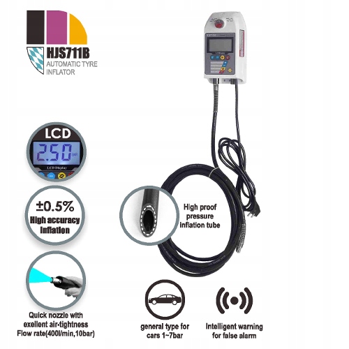 Automat Cyfrowy Stacja do pompowania opon kół inflator 10 Bar LCD