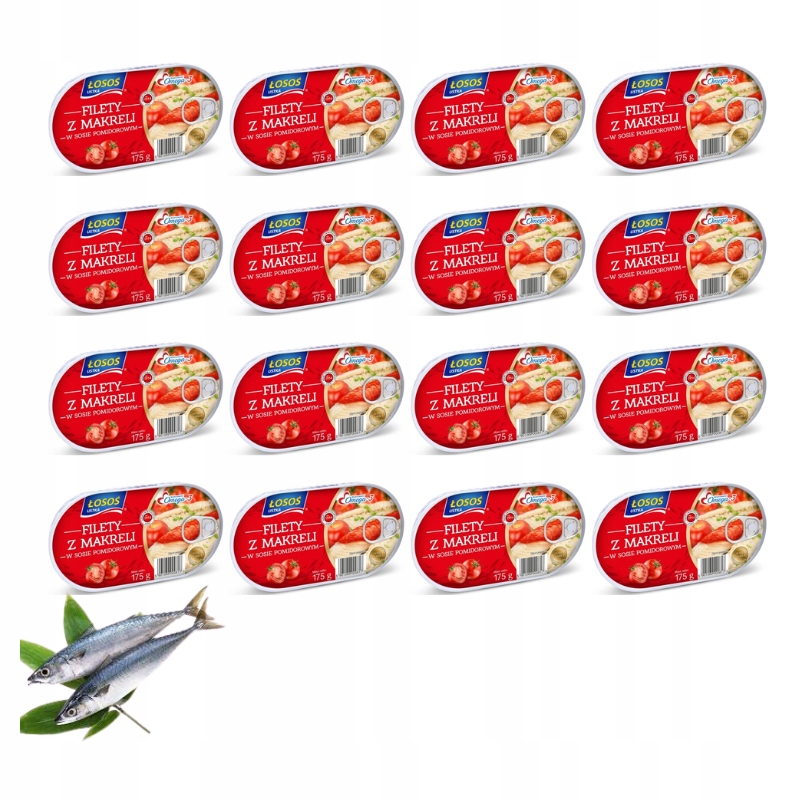 Levně Filety Z Makrely V Rajčatové Omáčce Rybí konzervy Łosoś Ustka 16 x 175 g