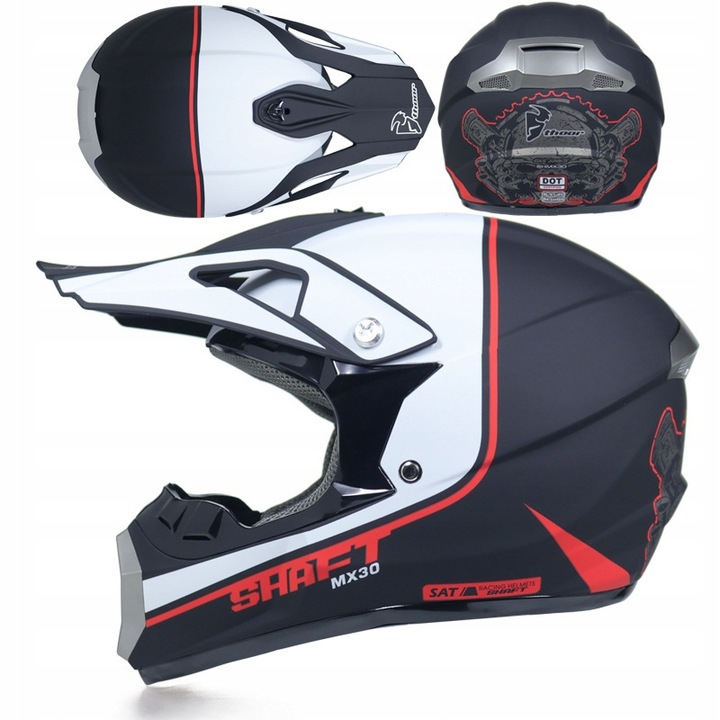 Motokrosová prilba Fullface Shaft MX30 White Black M 57-58 cm