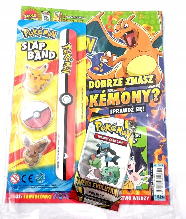 GAZETKA POKEMON TRENUJ ZE MNĄ NR 1/2026 + KARTY + SLAP BAND