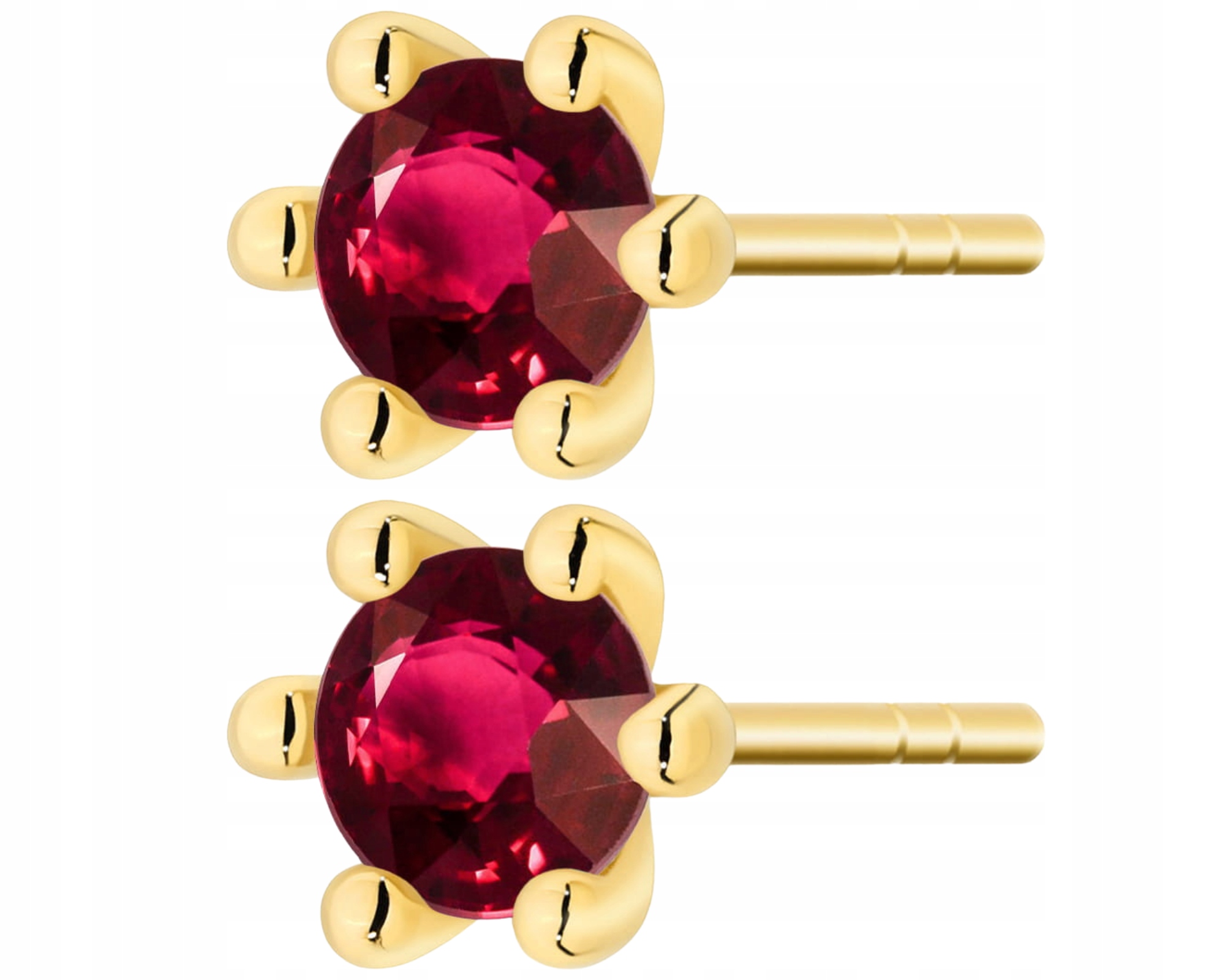 Zlaté Náušnice S Červeným Rubínem Přírodní Kámen Zlato 585 14K Dárek