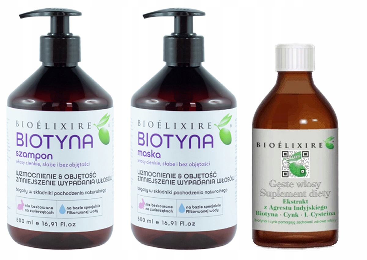 

Bioelixire Syrop Gęste Włosy Szampon Maska Biotyna