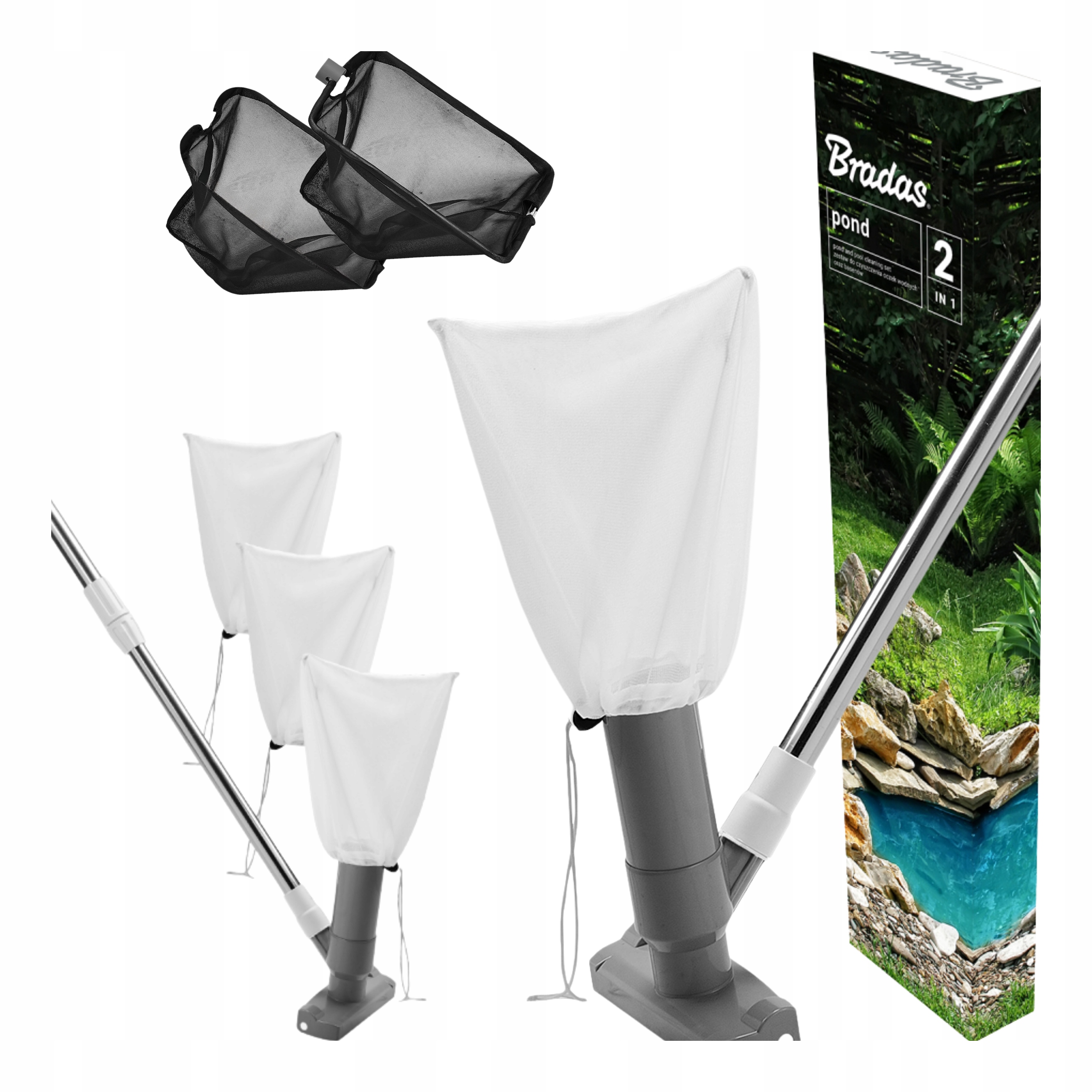 Zestaw do Czyszczenia Basenu Oczek Odkurzacz Regulacja 3x Worek Bradas