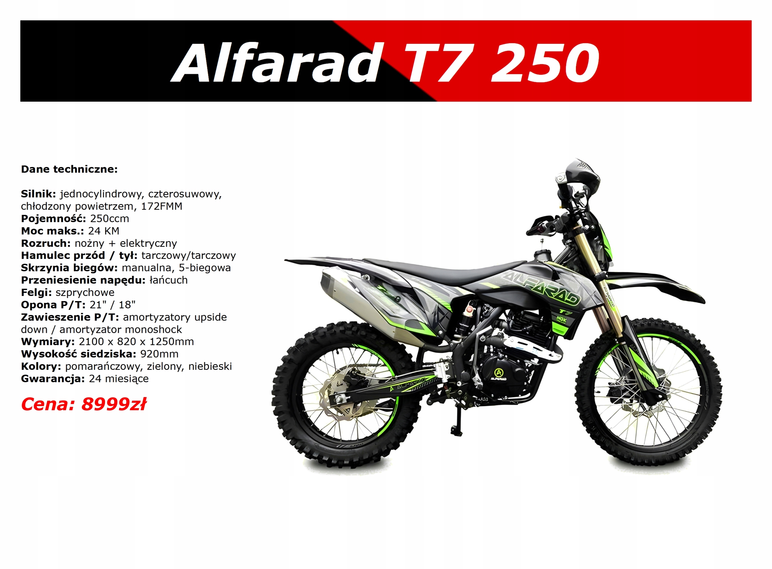 Alfarad Dirt-Bike Alfarad T7 21/18 250ccm Dirt Bike Dirtbike