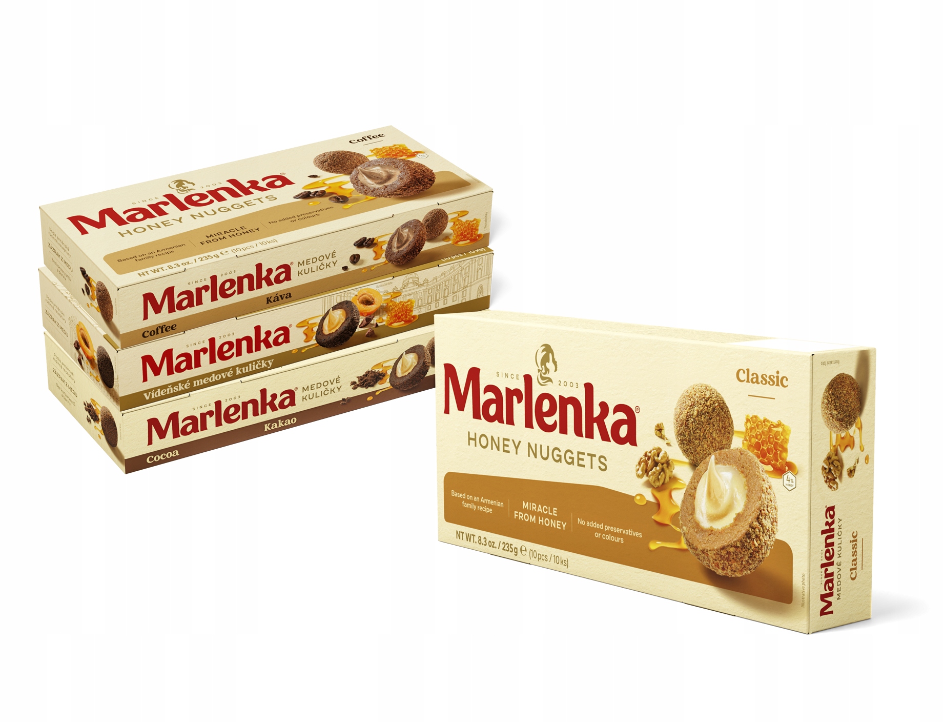 Levně Marlenka Akce 3+1 Medové kuličky mix 4 x 235 g