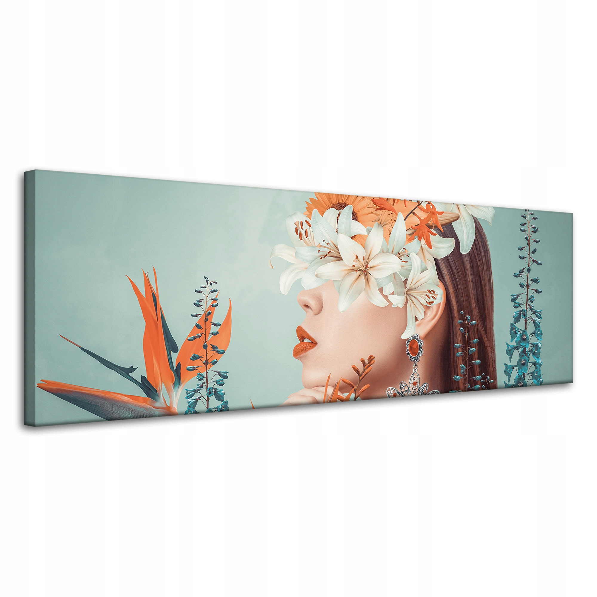 Obraz na plátně Žena Květiny Listy Příroda 120x40 cm