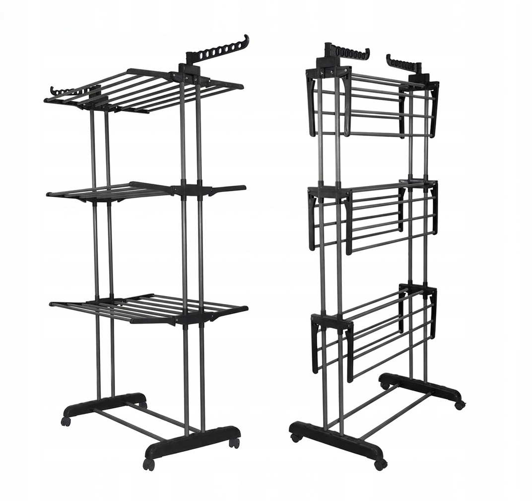 Sušák na prádlo Trees 3 úrovně 165 cm na kolečkách, černý