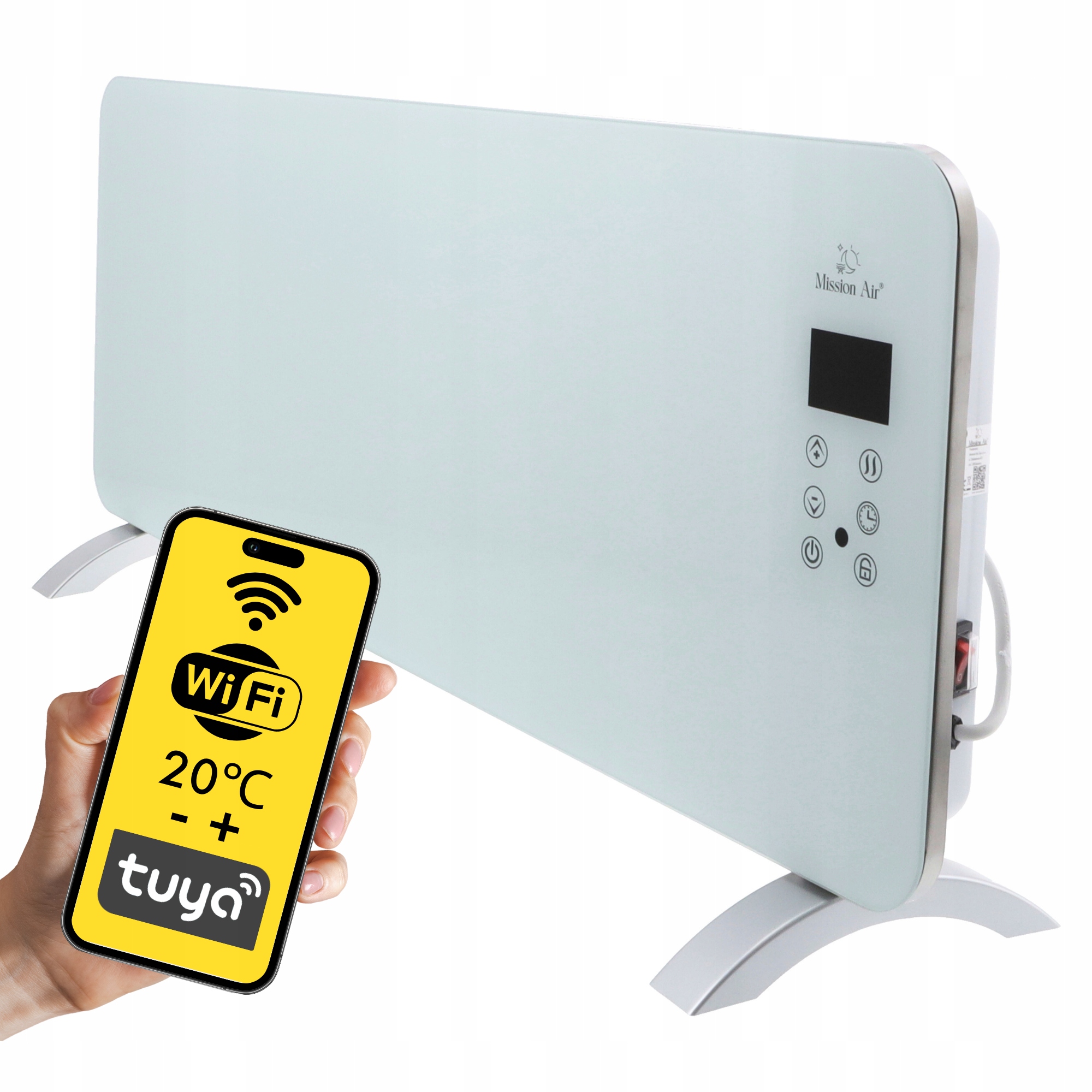 Elektrický Konvektorový Ohřívač Skleněný Panel energeticky úsporný 2000W WiFi