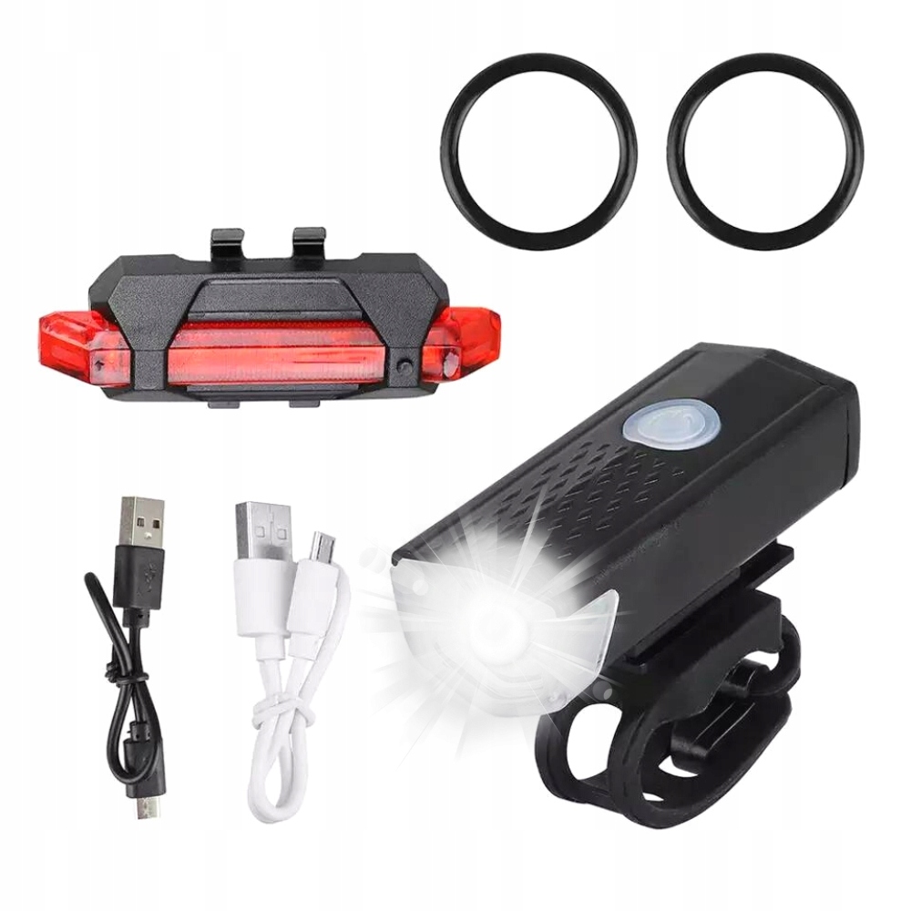 LAMPKA ROWEROWA LED PRZÓD + TYŁ - WODOODPORNA - ZESTAW - CE EAN (GTIN) 883361849156