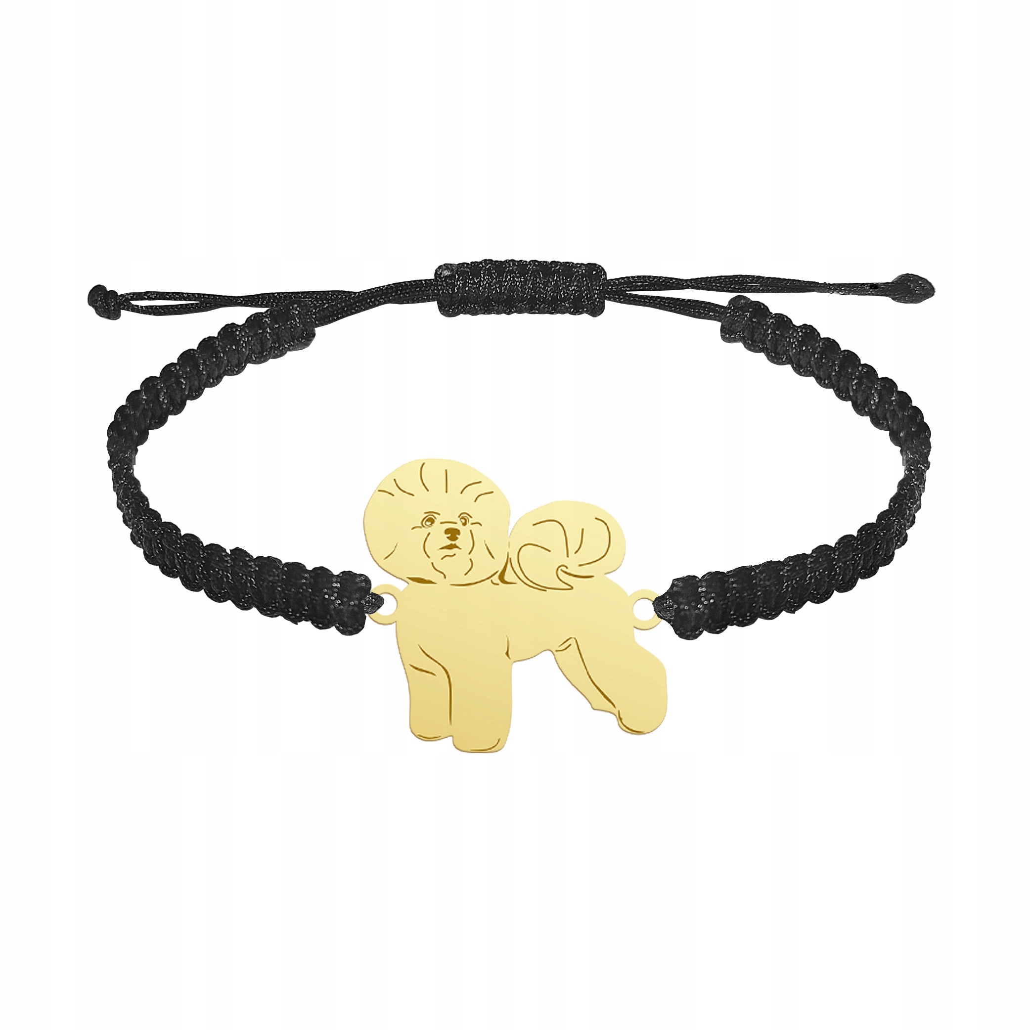 Zlatý náramek s psem Bichon Frise 925 Žena Makramé Dárek Gravírování