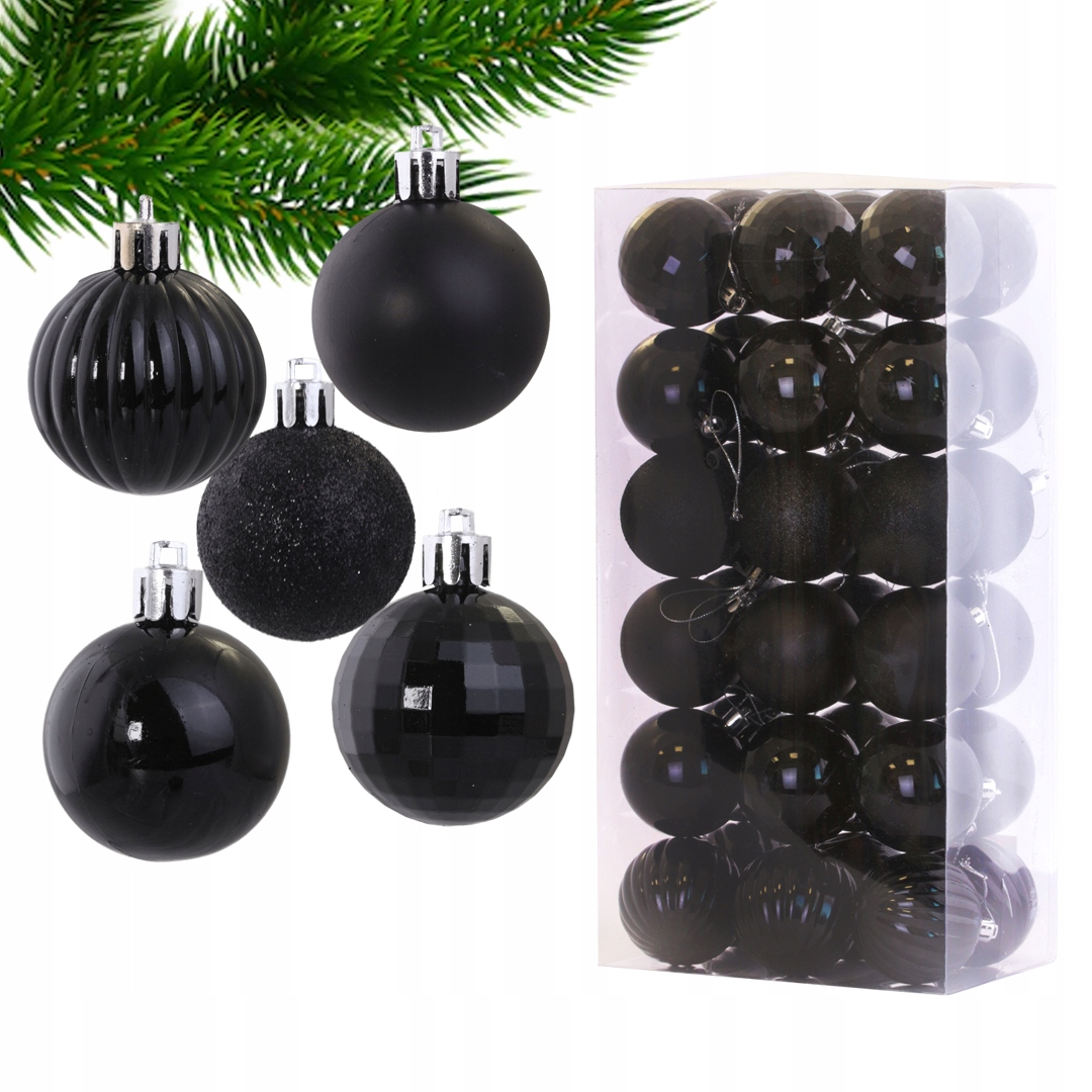 

Bombki Choinkowe Zestaw 36szt Czarne Święta