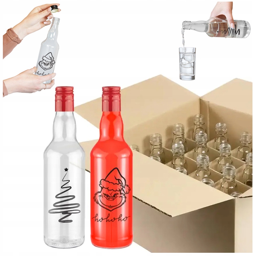 20 x Monopolové lahve 500 ml S Potiskem vánočního na likéry Kratownica