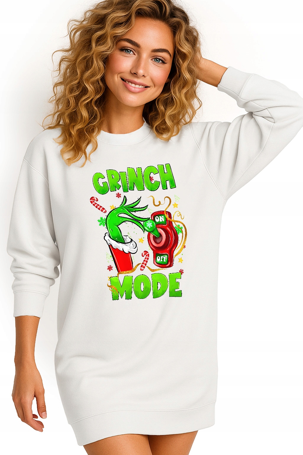 Mikina Vánoční Oversize Šaty Grinch Mode On Dárek K Svátku S