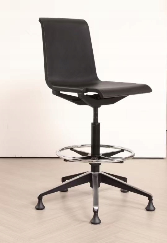 Pracovná stolička s podnožkou a operadlom, otočná, čierna, Lab