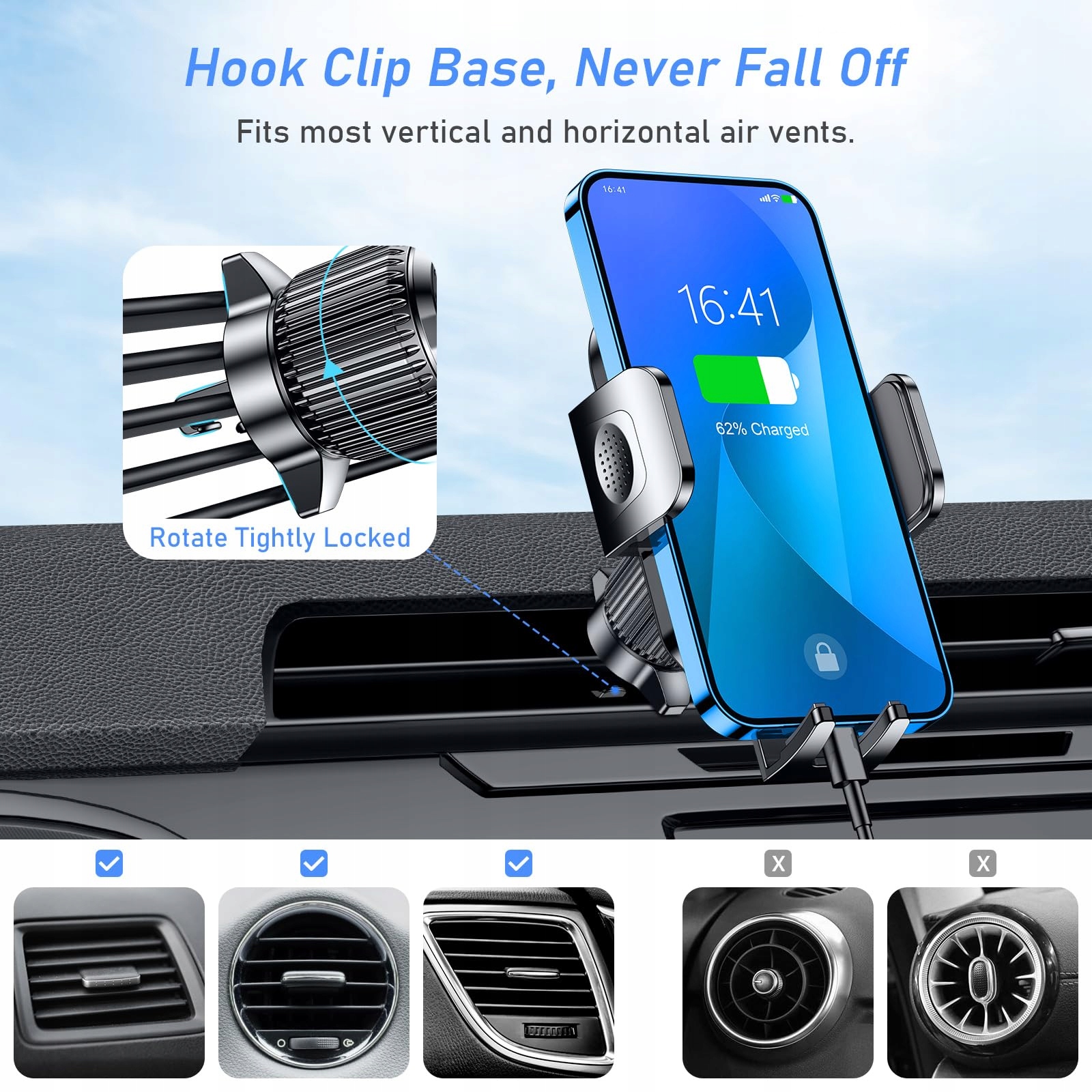 BLUKAR Uchwyt Samochodowy Na Telefon 360 Stopni Do iPhone Galaxy 4-67 Cal — miniatura 6