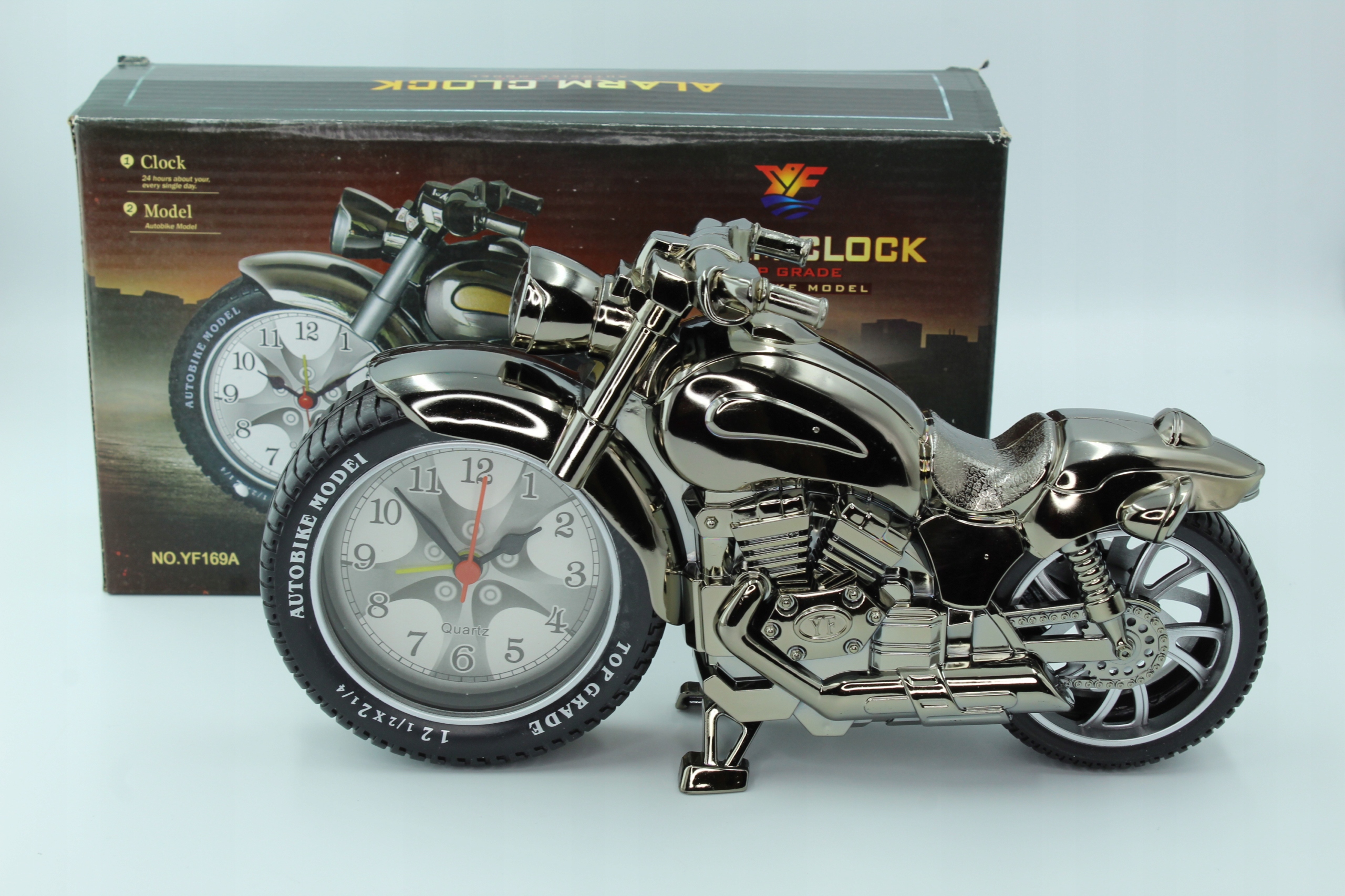 

Zegar Z Budzikiem-motor Chopper Harley Chromowany